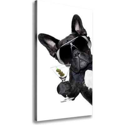 Vertikálny foto obraz na plátne Pes s martini 50x100 cm