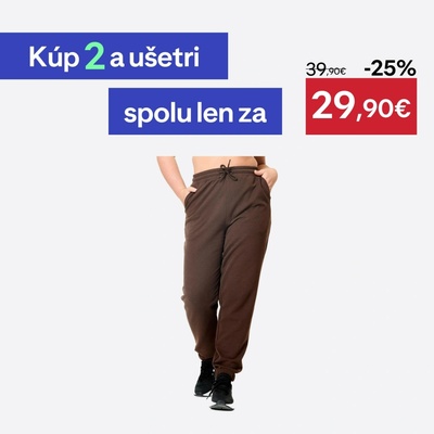 Domyos Dámske fitness tepláky 500 Essentials rovné hnedé
