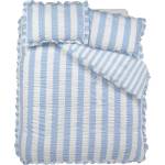 Catherine Lansfield Синьо двойно спално бельо 200x200 cm Seersucker Frill Stripe - Catherine Lansfield (BD/61202/W/DQS/BL)