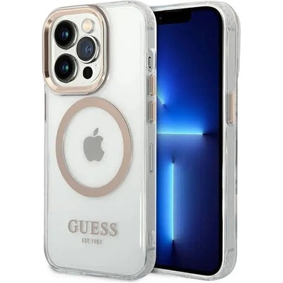 GUESS Кейс Guess GUHMP14XHTRMD за iPhone 14 Pro Max 6.7", златен / златен, твърд, Metal Outline Magsafe (3666339069735)
