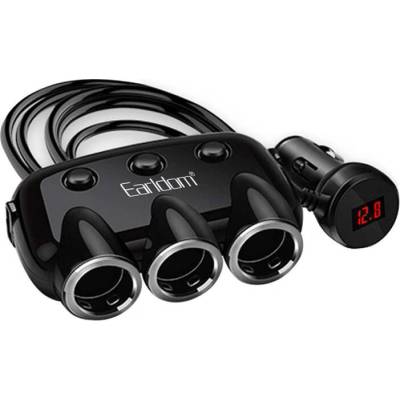 Зарядно устройство за кола Earldom ES-CS1, Разклонител, 2xUSB F, 3x12/24V, Различни цветове - 40207