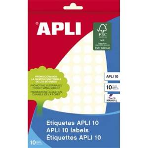 APLI Етикет, кръгъл, 10 мм, с ръкописен текст, apli, 1260 етикета в опаковка 01625 (01625)