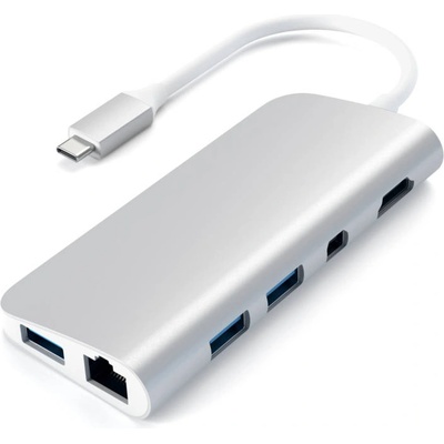 Satechi Мултифункционален хъб за свързване на допълнителна периферия за MacBook Pro - Satechi USB-C Multimedia Adapter (сребрист) (ST-TCMM8PAS (385135))