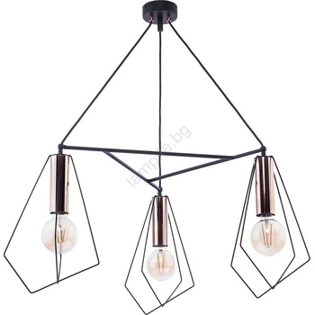 JUPITER 1666 - Полилей на въже KAIR 3xE27/60W/230V черна/меден (10701666)