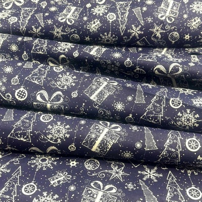 Vánoční bavlněná látka, metráž, šíře 160 cm, Vánoční vzor na Granátovém