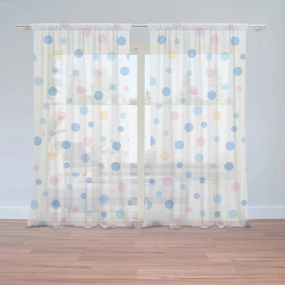 Sablio Záclony Farebné bodky na biele: 2ks 150x250cm