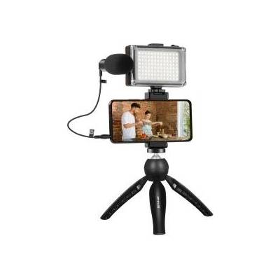 PULUZ PKT3132B Puluz LED лампа със статив и стойка за телефон, Микрофон, 8, 5 см, Черен