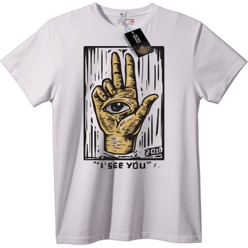 NOONEBRAND Тениска Виждам те Око Ръка - M, White