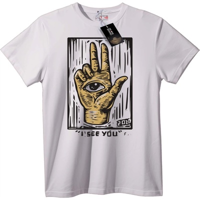 NOONEBRAND Тениска Виждам те Око Ръка - M, White