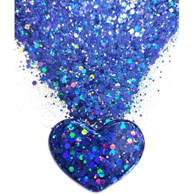 Holografické glitrové třpytky do pryskyřice 10 g modré