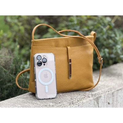 MaxFly dámská kožená crossbody kabelka 5085 tmavě žlutá