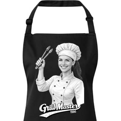 Bezvatriko.cz dámská zástěra Grill master Černá Canvas Zástěra s laclem 3145