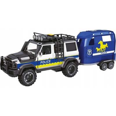Sparkys Policejní auto s přívěsem a koněm 1:14