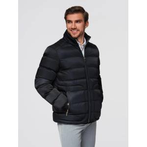 Ombre Clothing Мъжко стегнато яке с лъскав финиш и стояло - черно V1 OM-JALP-0218 Ombre Clothing Ombre Clothing | Cheren | МЪЖЕ | S