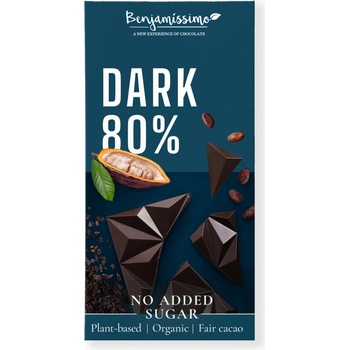 Benjamissimo Horká Vegan čokoláda 80% bez pridaného cukru bio 60 g