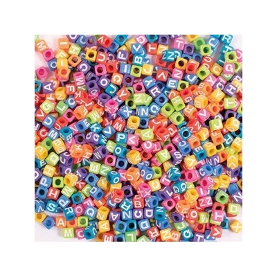 Barevné plastové korálky abeceda 7 x 7 mm 300 pcs