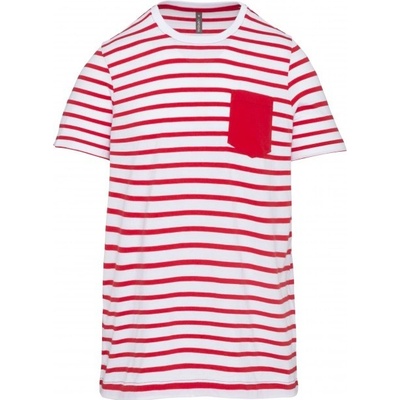 Kariban dětské pruhované tričko s kapsičkou Striped White Red