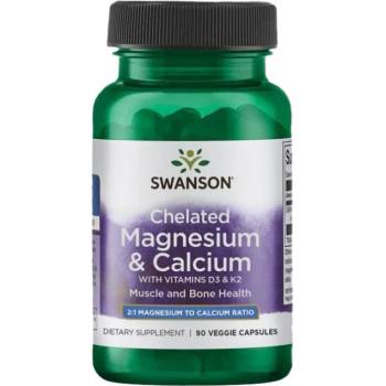 Image 1 of Swanson Albion Magnesium & Calcium / with Vitamin D3 & K2 [90 капсули]