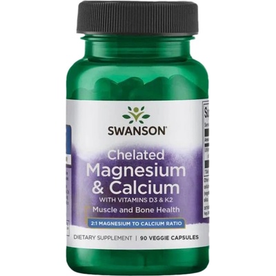 Swanson Albion Magnesium & Calcium / with Vitamin D3 & K2 [90 капсули]