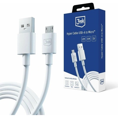 3mk datový kabel - Hyper Cable A to Micro 1.2m 5V 2, 4A, bílá