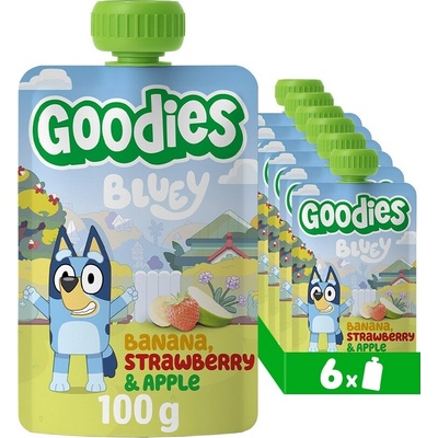 Goodies BLUEY ovocná kapsička banán, jahoda, jablko 100 g