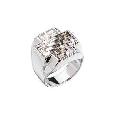Pavona Stříbrný prsten kříž s kameny Crystals from Swarovski Black Diamond 35811.3