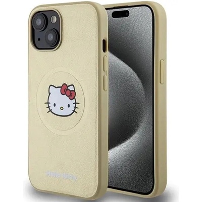 Hello Kitty Кейс Hello Kitty Leather Kitty Head MagSafe за iPhone 15, златист (KXG0078950)