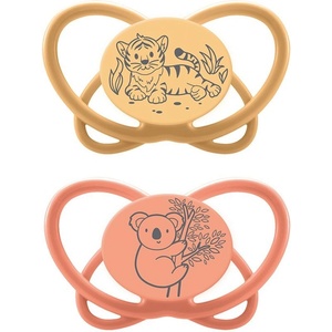 NIP Силиконови залъгалки NIP My Butterfly Green - Тигър и коала, 0-6 м, 2 броя, Yellow (4000821426825) - ozone