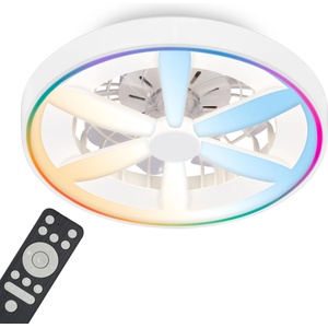 BRILONER - LED ceiling fan with lighting, remote control, DC motor, 5 speeds, RGBIC, CCT, dimmable, lamp with fan, LED ceiling light, ceiling lamp fan, 48 cm, white - 3988016 (3988016)