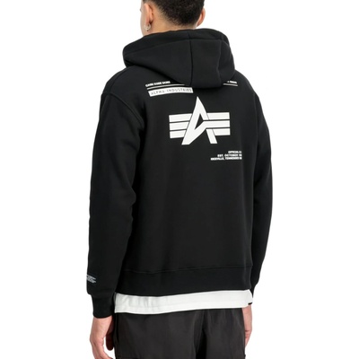 Alpha Industries pánska mikina Label Hoodie Zip Backprint Black