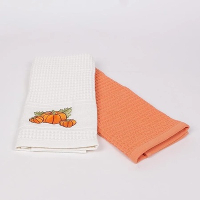 Кухненски кърпи в бяло и оранжево - 2 броя