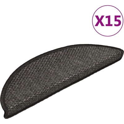 vidaXL Самозалепващи стелки за стълби сизал 15 бр 56x17x3 см антрацит