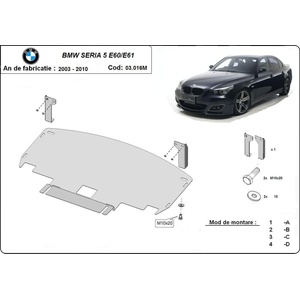 Scut Motor - Румъния Метална кора под двигател и радиатор за BMW 5 Ser (E60) M-пакет от 2003 до 2010 (73596)