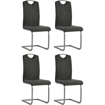 vidaXL Конзолни трапезни столове, 4 бр, сиви, изкуствена кожа (246192)