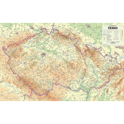Česko - nástěnná fyzická mapa 1 : 500 000 – Zboží Mobilmania