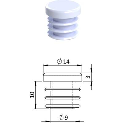Vnútorná krytka guľatá ø 14 mm, plastová, biela