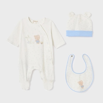 Image 1 of Mayoral Комплект боди, шапка и лигавник за новородено момче Майорал в небесно синьо