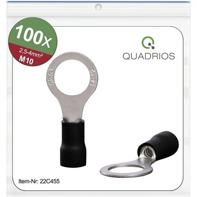 Quadrios 22C455 guľaté káblové oko Prierez=4.0 mm² Ø otvoru=10.5 mm čiastočne izolované čierna 1 sada
