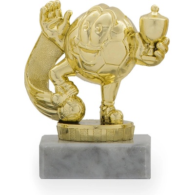 Figurka fotbal míč s pohárkem zlatá 10 cm včetně podstavce
