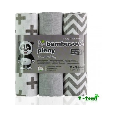 T-Tomi Bio bambusové plena Šedé stříšky 3 ks