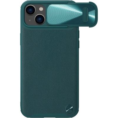 Nillkin Кейс с протектор за камера Nillkin CamShield Leather S за iPhone 14 Plus, зелен (6902048249738)