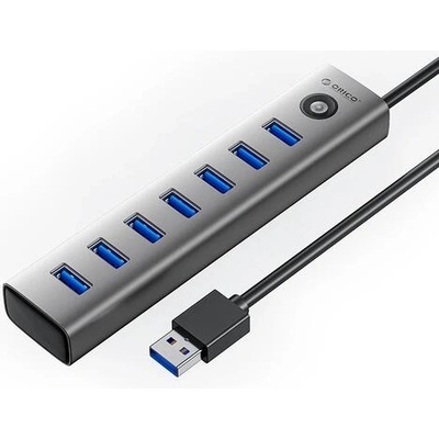 ORICO USB хъб Orico CL7U-U3 с 7 USB 3.0 порта, 5Gbps, 1 м кабел, сив (CL7U-U3-10-GY-BP)