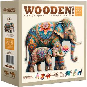 Wooden City Дървен пъзел Wooden City, 250 части - Слонове (HE 0313-L)