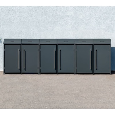 Westmann Moderna oceľový box pre odpadkové koše 6 x 240 l antracit 83 x 417 x 135 cm