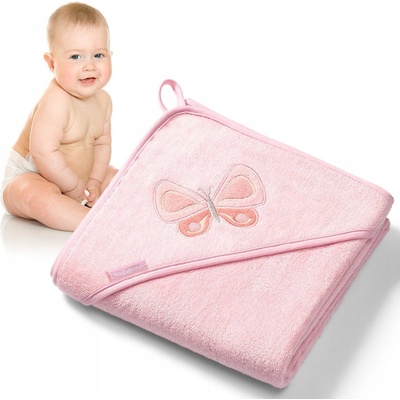 BabyOno Osuška s kapucňou Bamboo 100x100 cm ružová