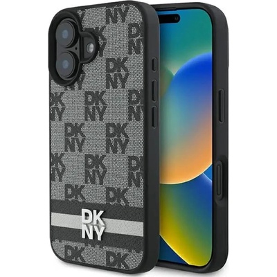 DKNY Калъф DKNY Checkered Pattern & Printed Stripes за iPhone 16 - черен (3666339334109)