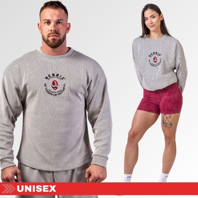 Nebbia Unisex oversized mikina bez kapucne Signature 797 light grey