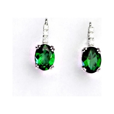 Čištín Zlaté náušnice , zirkon emerald , bílé i žluté zlato - VE 8