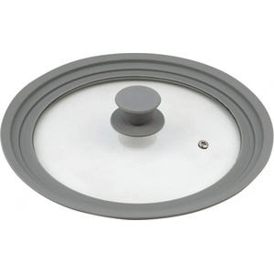 Kinghoff Капак Kinghoff KH 1649, 24/26/28 cм, Стъклен, Силиконов ръб, Универсален, Сив (9999KH1649) - topmall