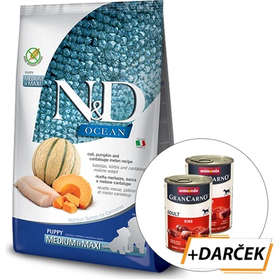 N&D Ocean Pumpkin Grain Free Puppy Medium & Maxi, Cod & Cantaloupe melon 12 kg